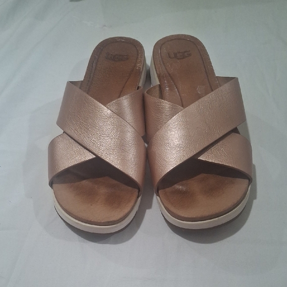 UGG Women's Kari inRose Metalli Sandal Leather Size 9 - Picture 2 of 9